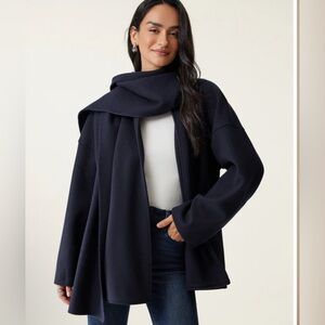 🆕 750. OGL Oversized Scarf Jacket, Black Navy, Size S  pit to pit is 21